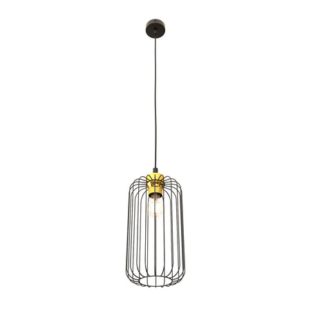 Sospensione Minimal Industrial Vander 1 Luce Nera E Oro