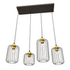Sospensione Minimal Industrial Vander 4 Luci Lineari Nera E Oro