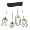 Sospensione Minimal Industrial Vander 4 Luci Lineari Nera E Oro
