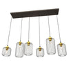 Sospensione Minimal Industrial Vander 6 Luci Lineari Nera E Oro