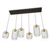 Sospensione Minimal Industrial Vander 6 Luci Lineari Nera E Oro