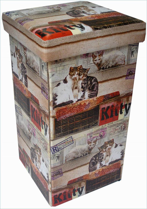 Biscottini Pouf Contenitore Richiudibile Biscottini in Ecopelle 32x32x60 Seduta Design Casa