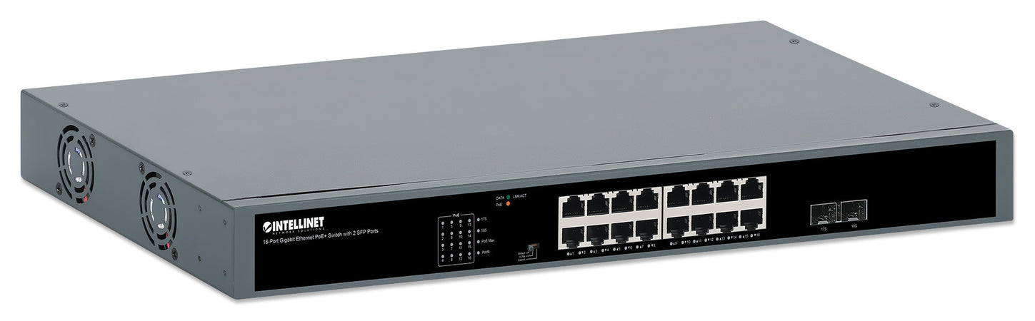 Gigabit Ethernet Switch PoE+ 16 porte con 2 porte SFP
