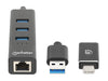 Hub USB 3.0 3 Porte Combo Type-C/A con Adattatore di Rete Gigabit