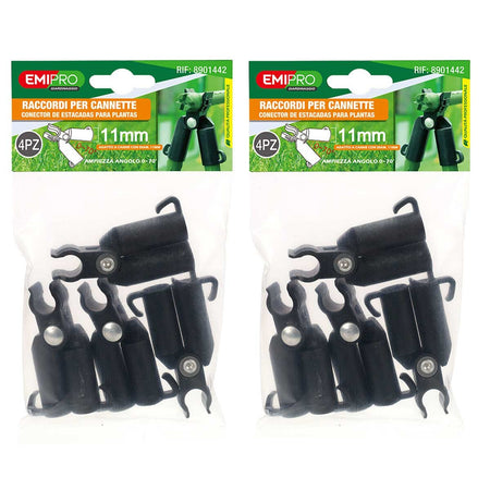 8 Pezzi Raccordi Connettori Traliccio Per Bastone Supporto Piante Snodabile 70° 11mm Con Forchetta Superiore