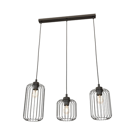 Sospensione Minimal Industrial Vander 3 Luci Lineari Nera