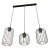 Sospensione Minimal Industrial Vander 3 Luci Lineari Nera