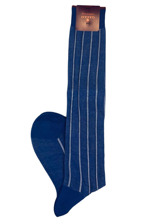 Calze lunghe uomo - Gallo - blu righine bianche