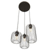 Sospensione Minimal Industrial Vander 3 Luci Tonda Nera