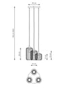 Sospensione Minimal Industrial Vander 3 Luci Tonda Nera