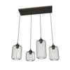 Sospensione Minimal Industrial Vander 4 Luci Lineari Nera