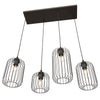 Sospensione Minimal Industrial Vander 4 Luci Lineari Nera