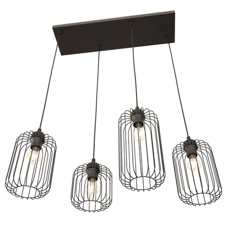 Sospensione Minimal Industrial Vander 4 Luci Lineari Nera