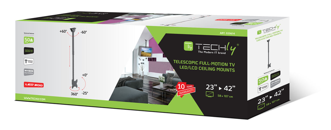 Supporto Telescopico a Soffitto fino a 1,6m per TV LED LCD 23-42''