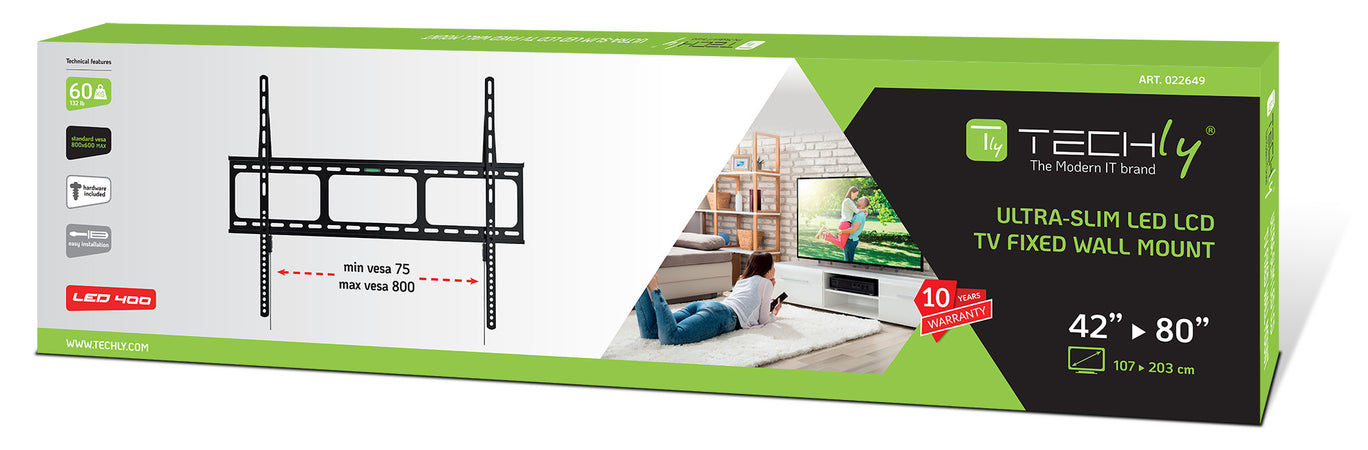Supporto a Muro per TV LED LCD 42-80'' Ultra Slim fisso H600mm