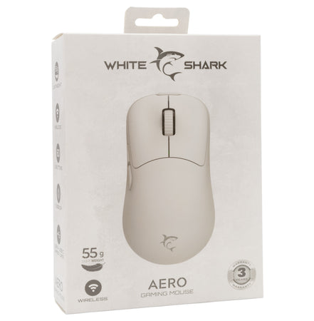 Mouse Ottico Gaming Wireless USB-C&trade 6400 dpi Bianco, AERO