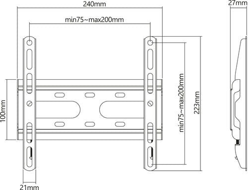 Staffa a Muro Fissa Low-Profile per TV 23-43''