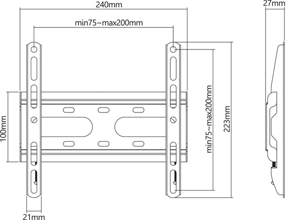 Staffa a Muro Fissa Low-Profile per TV 23-43''