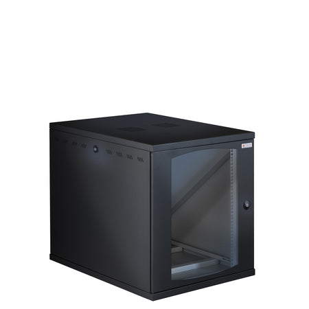 Armadio Rack 19'' a Muro 13U P 800mm L 600mm Porta Vetro Nero