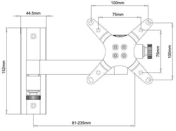 Supporto a muro per TV LED LCD 13-30'' inclinabile 2 snodi nero