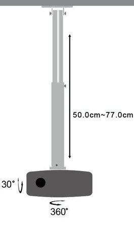 Supporto a soffitto professionale per proiettori estensione 50-77 cm