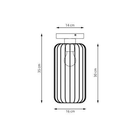 Plafonriera Minimal Industrial Barn 1 Luce Nera