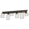 Plafonriera Minimal Industrial Barn 6 Luci Lineari Nera
