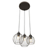 Sospensione Minimal Industrial Nando 3 Luci Tonda Nera