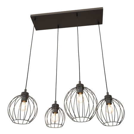 Sospensione Minimal Industrial Nando 4 Luci Lineari Nera