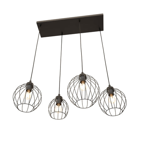 Sospensione Minimal Industrial Nando 4 Luci Lineari Nera