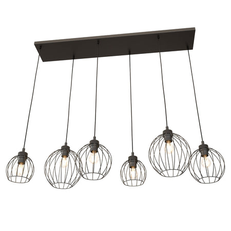 Sospensione Minimal Industrial Nando 6 Luci Lineari Nera