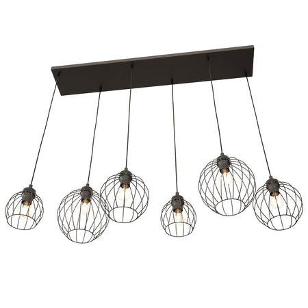 Sospensione Minimal Industrial Nando 6 Luci Lineari Nera