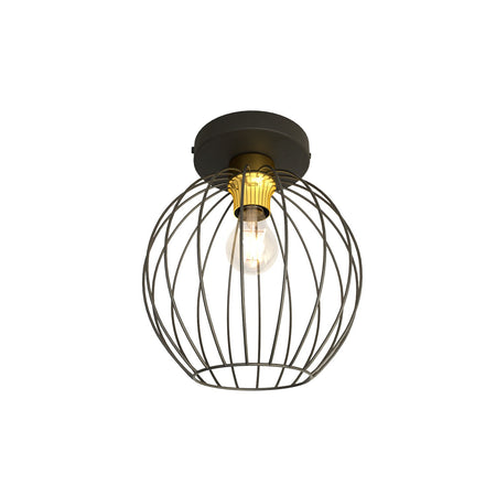 Plafoniera Minimal Industrial Nest 1 Luce Nera E Oro