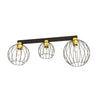 Plafoniera Minimal Industrial Nest 3 Luci Lineari Nera E Oro