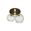 Plafoniera Minimal Industrial Nest 3 Luci Tonda Nera E Oro