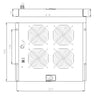 Gruppo di ventilazione a soffitto per Rack 19'' 4 Ventole Nero