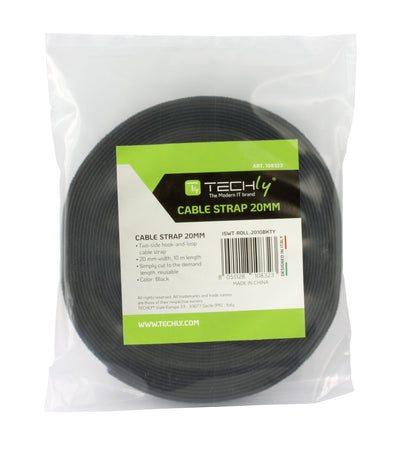 Rotolo di Feltro Adesivo Gestione cavi Lunghezza 10m Larghezza 20mm Nero