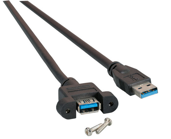 Cavo Prolunga USB 3.2 SuperSpeed A/A M/F da Pannello 1m Nero