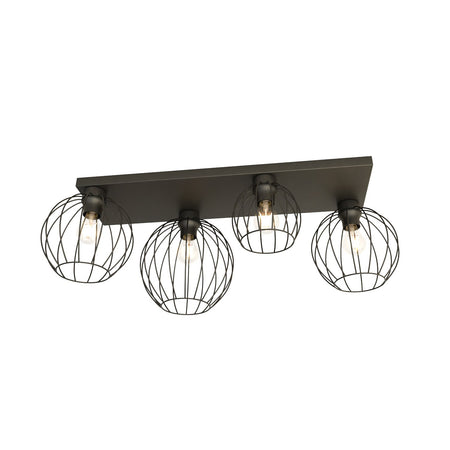 Plafoniera Minimal Industrial Nest 4 Luci Lineari Nera