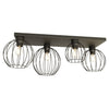 Plafoniera Minimal Industrial Nest 4 Luci Lineari Nera
