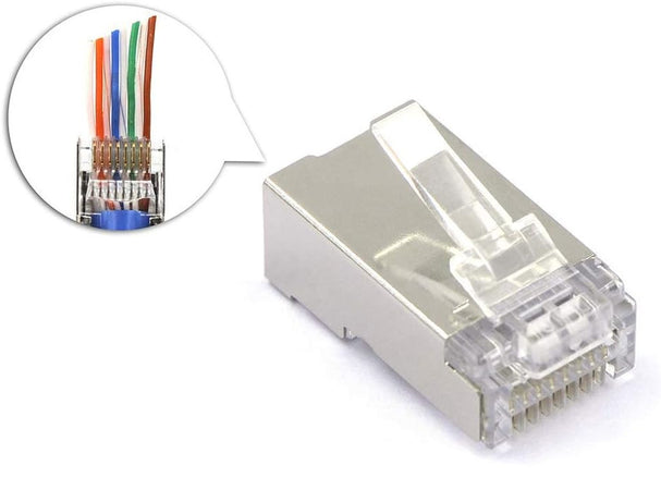 Confezione 100 Plug modulari RJ45 passanti Cat5e FastCrimp