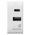 Domus S44 Caricatore USB-A e USB-C&trade 3A 230V Bianco Lucido, 441082USBAC