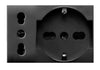 Tekla S44 Presa Schuko Presa Italiana 2P+T 10/16A 250V 3 Moduli Grigio Opaco, 44509015MB