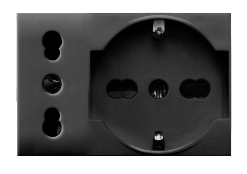 Tekla S44 Presa Schuko Presa Italiana 2P+T 10/16A 250V 3 Moduli Grigio Opaco, 44509015MB