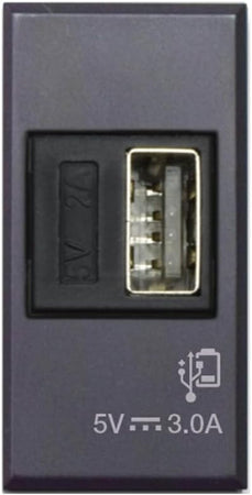 Tekla S44 Caricatore USB-A 3A 240V 1 Modulo Grigio Opaco, 445082USB3A