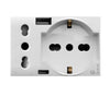 Domus S44 Presa Schuko Presa Italiana USB-A e USB-C&trade 2P+T 10/16A 250V 3 Moduli Bianco Lucido, 44109015USB