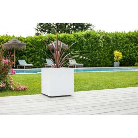 Vassoio di fiori quadrato in grafite EDA Graphit - 57 L - 49,5 x 49,5 x 49,5 cm - Ceruse bianco