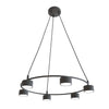 Lampadario Moderno 6 Luci Starlit In Acciaio Nero Ad Anello E Cilindri