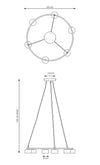 Lampadario Moderno 6 Luci Starlit In Acciaio Nero Ad Anello E Cilindri