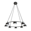 Lampadario Moderno 8 Luci Starlit In Acciaio Nero Ad Anello E Cilindri